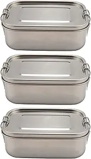 3X Stainless Steel Lunch Food Container with Lock Clips and Leakproof Design, 800ML Bento Boxes Lunch Container