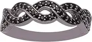[Shine Jewel] Twisted Rope Black Spinel 925 Silver Women Stackable Ring Infinity Band