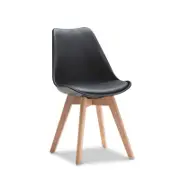 Replica Set of 2 Black Natural Padded Eames Dining Side Chairs