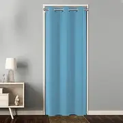 Joydeco Door Curtain for Closet Doors 78 Inches Long 1 Panel, Blackout Doorway Curtain for Open Closet Bedroom, Room Divider for Privacy (Light Blue, 40Wx78L)