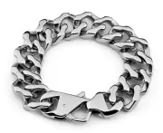 Premium 316L Stainless Steel Bracelet Curb Cuban Biker Rocker Link Chain 8.5“”
