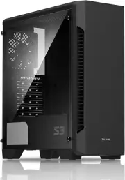 S3 ATX Mid Tower Computer Case W/Tempered Glass Side Panels & 3X Pre-Ins