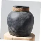 Black Terracotta Rustic Ceramic Farmhouse Vase, Vintage Antique Stone Clay