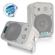 Pyle - Indoor / Outdoor Waterproof Speaker System - 5.25 Inch Pair of Weatherproof Wall/Ceiling Mounted Speakers with Heavy Duty Mesh Covers, 200 Watts RMS, Universal Mount (White)