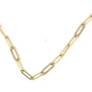 NIB EFFY gold plated sterling silver and diamond paperclip necklace retail $988
