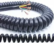 Wire Spring Spiral Cable 2 core -3-4-5-6-8-9-10-12 core 0.2mm0.3mm0.5mm Black and White Power Cord can Extend The tensile Wire(Black2core,Stretch 1.2 Meter_20 AWG 0.5MM)