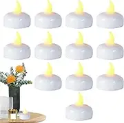 Flameless Floating Candles, Floating LED Candles, Flameless Candles LED Tealights | 12 Pieces Waterproof Home Decor Table Centerpieces for Wedding Decorations Christmas Halloween