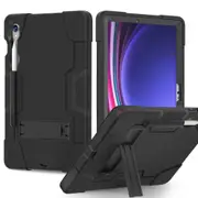 For Samsung Galaxy Tab S9 /S9 FE/S10 FE 2023 SM-X710 /X716B /X510 /X516B Hybrid Fancy Shockproof Heavy Duty Kickstand Case Cover (Black)