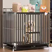 Large Dog Crates,Tall Dog Crate,39 Inch Heavy Duty Indestructible And Escape-Proof Dog Crate Cage Kennel,High Anxiety Dog Crate With Removable Trays,Wheels And Three Door