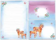 Writing Paper Set Letter Pad with Envelope for Children Unicorn Girls Children Motif (A5 Pad with 25 Sheets + 15 Envelopes)