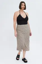 Geo Midi Skirt Elastic Waist Slit