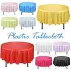 84" Plastic Table Covers Round Tablecloth Disposable Wipe Clean Party Cloth