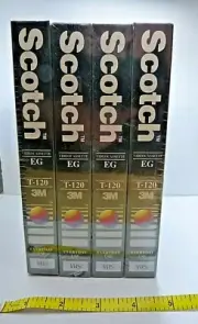 4 pack Scotch EG T120 Blank VHS Video Cassette Tapes FACTORY SEALED