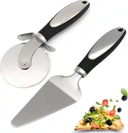 Pizza Cutter Wheel Pizza Server Set, Pizza Cutter Non-Slip and Finger-Protective Handle, Quality Stainless Steel Pizza Cutter