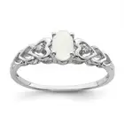925 Sterling Silver Lab Opal Diamond Ring