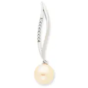 14k White Gold WG Diamond and Pink FW Cultured Pearl Pendant