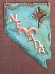 NEVADA STATE SHAPE Copper Verdigris Christmas Ornament Handcrafted AZ Southwest
