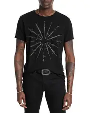 John Varvatos Cotton Raw Edge Daggers Circle Graphic Tee