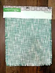 Modern Farmhouse Table Runner Teal Green White Tweed w/ Short Fringe 14"x72" NWT
