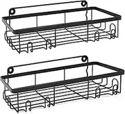Bathroom Storage Rack Wall Mounted Hole-Free Stainless Steel Kitchen Spice Racks Shelf for Kitchen Bedroom, 2pcs/Set MONKX