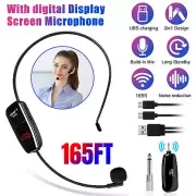 UHF Wireless Microphone Headset 165ft 1/4'' Plug Handheld Mic 2 in 1 for Speaker
