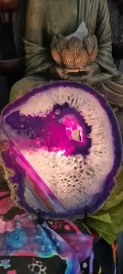 Druzy Large Purple Agate Crystal Slice Lamp