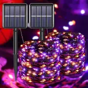 Halloween Decorations Outdoor Lights, Solar String Lights Purple Orange IP67 ...