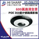 停產 昇銳 600萬 POE 全景 紅外線魚眼網路攝影機 內建麥克風 雙向語音 HS-D063TR