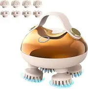 arboleaf Electric Scalp Massager Hair Growth Portable Handheld Head Massager Rechargeable for Stress Relax, Waterproof Shampoo Brush Shower with 8 Removable Massage Claws, Gold