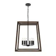 Dalton 6 Light Warm Walnut Country Style Pendant Lamp