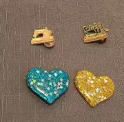 Lot Of 4 Cross Stitch Magnetic Mini Needle Nanny Hearts & Sewing Machines