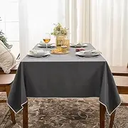 Simple&Opulence 100% Cotton Rectangle Tablecloth 58x84, Canvas Fabric Waterproof Washable Table Cloth, Decorative Farmhouse Table Cover for Dining Room, Kitchen, Buffet Parties, Outdoor(Grey)