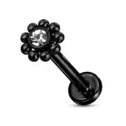 Piercing Ear Labret Black Ball And Crystal