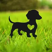 Fgbetcv Dog Garden Statues,Wrought Iron Modern Animal Abstract Dog Ornament,Simple Art Figurine Garden Dachshund Decoration,for Outdoor Lawn Ornaments Yard Sign