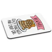 Beware Crazy Pancakes And Syrup Girl PC Computer Mouse Mat Pad Funny Breakfast