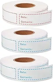YQkangzhu 3 Rolls Removable Freezer Labels, 375Pcs Self-Adhesive Food Storage Stickers, Adhesive Refrigerator Paper Labels, Food Date Labels for Containers Jars Kitchen Restaurant Storage Organization
