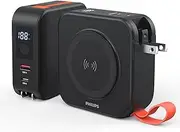 PHILIPS Power Pack Wireless 10000mAh 22.5W Powerbank Built-in USB C Cable 3 in 1 Portable Battery Bank, Magnetic Universal Travel Fast Charging Adapter (UK,EU,AU) Compatible with MagSafe iPhone 16 V2