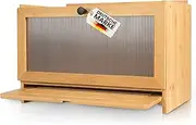 AH® Bamboo Bread Bin Wood with Cutting Board, Wooden Bread Bins with Ventilation - Elegant Bread Box Kitchen for Bread Storage, Bread Box | 40 x 26 x 23 cm, Wooden Bread Container