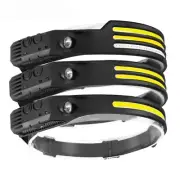 Headlamp COB LED Sensor Flashlight USB Rechargeable Head Torch 5 Modes Headlight