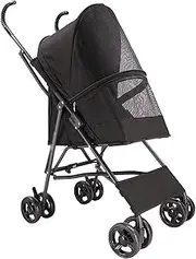 Pet Dog Stroller for Small Dogs, Lightweight Pet Stroller for Cats Puppy & Kitten, Umbrella Structure Carrier Dog Pram Pushchairs for Small Dogs Installation-Free Design(Black)