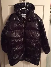 Moschino Couture X Jeremy Scott SPONGEBOB CHOCOLATE BROWN LOGO LONG DOWN COAT