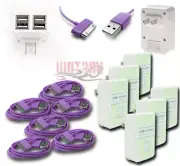 6X 4 USB PORT POWER ADAPTER+6FT CABLE CHARGER DATA PURPLE IPHONE IPOD NANO IPAD