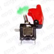 TOGGLE SWITCH GREEN ILLUMINATED ON/OFF SPST 3P w/RED COVER #662052/665015