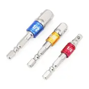 3Pc Socket Bit Adaptor Set Drill Nut Driver Power Extension Bars 1/4" 3/8" 1/2"