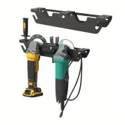 Dual Bay Metal Angle Grinder Rack Stand Wall Mount Storage with Cord Hanger Easy Assembly Holds 2 Grinders Classic Desig