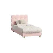 Oikiture Bed Frame Single Size Tufted Bedhead Boucle Fabric Pink