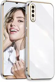 [POUHYE] Mobile Phone Case for Samsung Galaxy A70 Case, Original, Girls' Galvanised Camera Protection, Soft TPU Silicone Protective Case, Ultra Thin Case, Shockproof Case for Samsung Galaxy A70, White