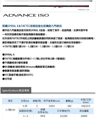 磯釣竿 SHIMANO ADVANCE ISO 振出磯竿 1..5-530.   2.0-530 1.5-500