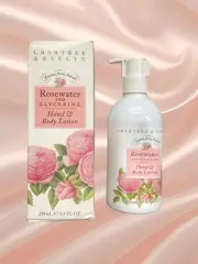 NEW Crabtree & Evelyn Rosewater Glycerine Hand Body Lotion w Pump 8.5 oz Sealed