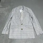 L’Academie Blazer Womens Medium Abigail Pale Blue Check Revolve Preppy